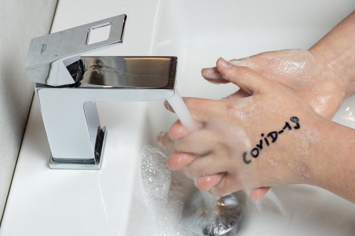 wash hands, covid-19, rinse