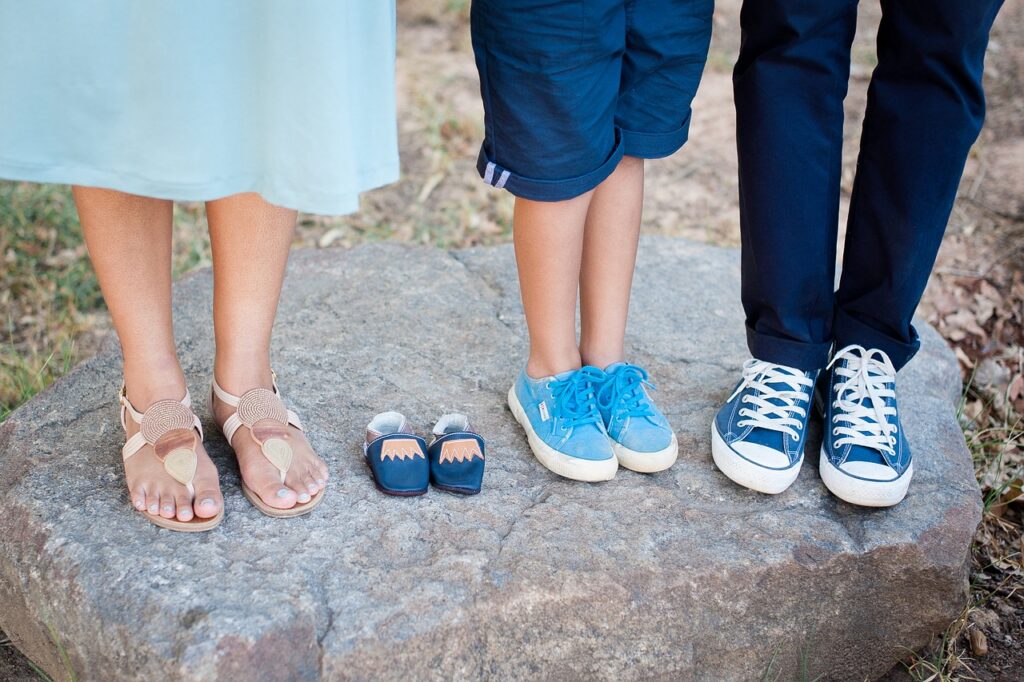 family, feet closeup, blue